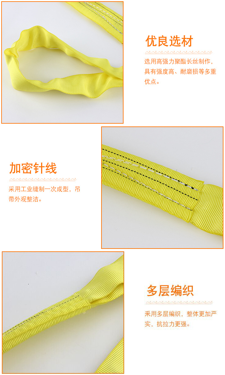 3噸黃色雙眼柔性吊裝帶產(chǎn)品細節介紹